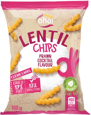 Oho! Lentil Chips Γαριδάκια από Φακές Prawn Coctail  100gr